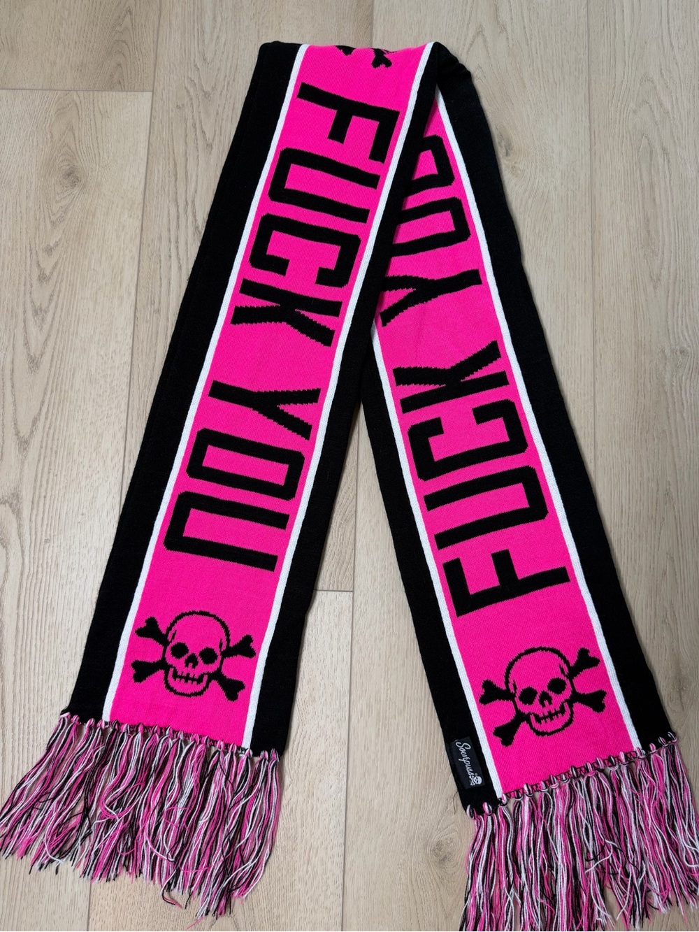 Warm F#ck You Pink & Black Skull Scarf